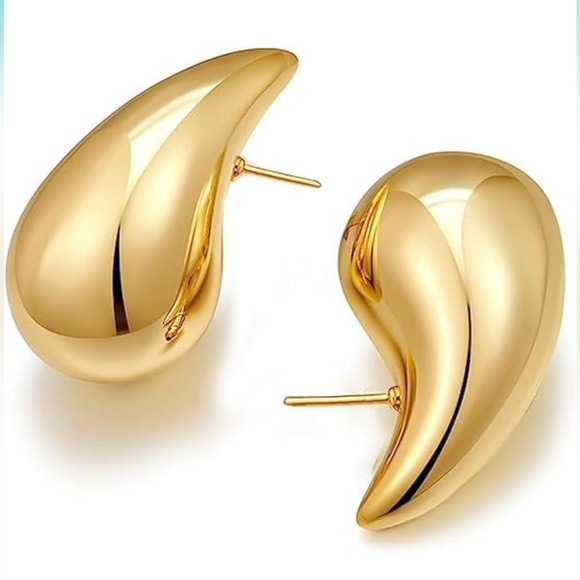 NEW Stud Drop Earrings Waterdrop Gold Plated Hypoallergenic - Picture 2 of 5